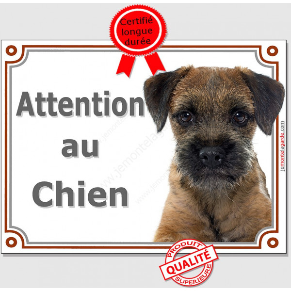 Border Terrier, plaque portail "Attention au Chien" pancarte panneau photo