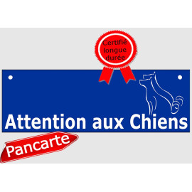 Plaque ou sticker "Attention auX ChienS" Barre Bleu 2 tailles pluriel D