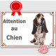 Basset Hound tricolore Tête, plaque portail "Attention au Chien" pancarte panneau Hund photo