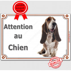 Basset Hound tricolore Tête, plaque portail "Attention au Chien" pancarte panneau Hund photo