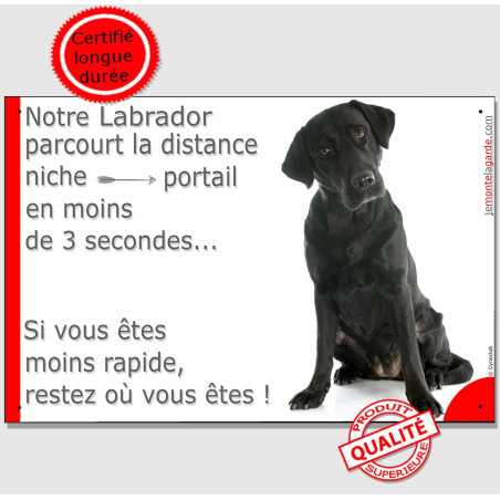 Labrador noir, plaque "distance Niche - Portail" 24 cm 3SEC Labrador noir, plaque "distance Niche - Portail" 24 cm 3SEC