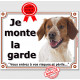 Epagneul Breton blanc et orange Tête, plaque portail "Je Monte la Garde, risques et périls" pancarte panneau affiche photo