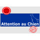 Plaque portail ou sticker autocollant "Attention au Chien" Barre Bleu, pancarte panneau adhésif