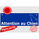 Plaque portail "Attention au Chien" Barre Bleu, pancarte panneau
