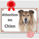 Colley fauve Tête, Plaque portail "Attention au Chien", panneau affiche pancarte de rue photo