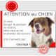 Berger Australien Tricolore Rouge, Panneau humour "Attention au Chien jetez-vous au sol et attendez" marrant drôle, affiche plaq