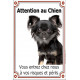 Chihuahua Poils longs noir et feu Tête, Plaque Portail Attention au Chien verticale, risques périls, pancarte, affiche panneau