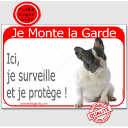 Bouledogue Français, plaque "Je Monte la Garde" 24 cm RED