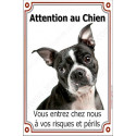 Boston Terrier, plaque Attention au Chien portail verticale 24 cm luxe