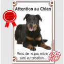 Beauceron, plaque verticale "Attention au Chien, pas sans autorisation" 2 tailles VL D