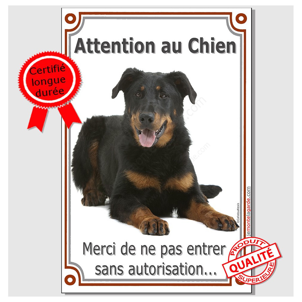 Beauceron, Plaque Portail Attention au chien Verticale Berger