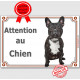 Bouledogue Français Bringé, plaque portail "Attention au Chien" pancarte panneau affiche, bulldog noir photo