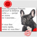 Bouledogue Français, plaque "distance Niche - Portail" 24 cm 3SEC