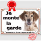 Epagneul Breton blanc et orange Tête, plaque portail "Je Monte la Garde, risques et périls" panneau pancarte attention au chien