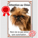 Griffon Bruxellois, plaque verticale "Attention au Chien" 24 cm VL