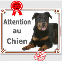 Beauceron couché, plaque "Attention au Chien" 2 tailles LUX D