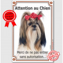 Shih-Tzu, plaque verticale "Attention au Chien" 24 cm VL