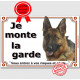 Berger Allemand Poils Courts Tête, plaque portail "Je Monte la Garde, risques périls" panneau affiche pancarte photo