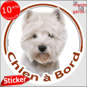 Westie, sticker voiture rond "Chien à Bord" 2 tailles D