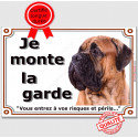 Bullmastiff fauve, plaque portail "Je Monte la Garde" 2 tailles LUX D