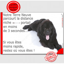 Terre Neuve Noir couché, plaque "distance Niche - Portail" 24 cm 3SEC