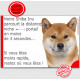 Shiba Inu fauve tête, plaque humour "parcourt Distance Niche - Portail moins 3 secondes" pancarte attention au chien drôle photo