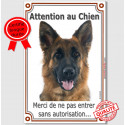 Berger Allemand, plaque verticale "Attention au Chien" 24 cm VL