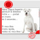 Dogue Argentin assis, Plaque humour pancarte parcourt distance niche portail moins 3 secondes attention au chien photo