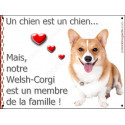 Plaque 16 cm LOVE Membre de la Famille, Welsh Corgi face