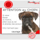 Boxer bringé tête, plaque humour " Attention au Chien, Jetez Vous au Sol" pancarte panneau photo drôle