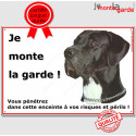 Danois Noir, plaque portail "Je Monte la Garde" 24 cm ECO
