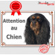 Cavalier King Charles noir et feu, plaque portail "Attention au Chien" pancarte panneau photo affiche