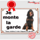 Setter Gordon, Pancarte portail "Je Monte la Garde, risques périls" affiche plaque panneau noir et feu attention au chien photo