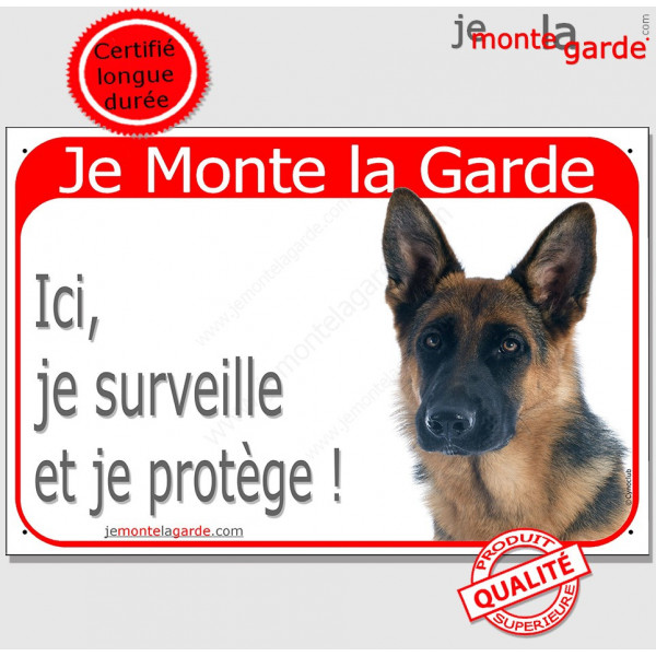 Berger Allemand Tête, Plaque portail Je Monte la Garde, surveille protège panneau pancarte attention au chien