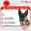 Berger Allemand, plaque rouge "Je Monte la Garde, surveille protège" 24 cm RED C