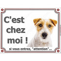 Jack Russell poils Durs, plaque portail "C'est Chez Moi !", 32 cm LUXE