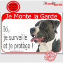 Amstaff, plaque portail rouge "Je Monte la Garde" 24 cm RED