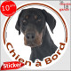 Doberman Tête, sticker autocollant rond "Chien à Bord" Disque adhésif vitre voiture chien photo