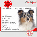Plaque "Attention au Chien, le Shetland est une sonnette" 24 cm RNG