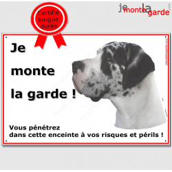 Danois Arlequin, plaque " Je Monte la Garde" 2 tailles ECO