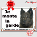 Berger Hollandais poil long, plaque portail "Je Monte la Garde, risques périls" 2 tailles LUX D
