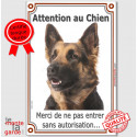 Berger Allemand, plaque verticale "Attention au Chien" 24 cm VL