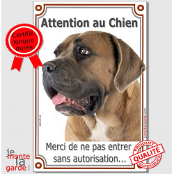 Plaque, Attention au Chien, Cane Corso fauve marron Tête, pancarte panneau interdit sans autorisation photo