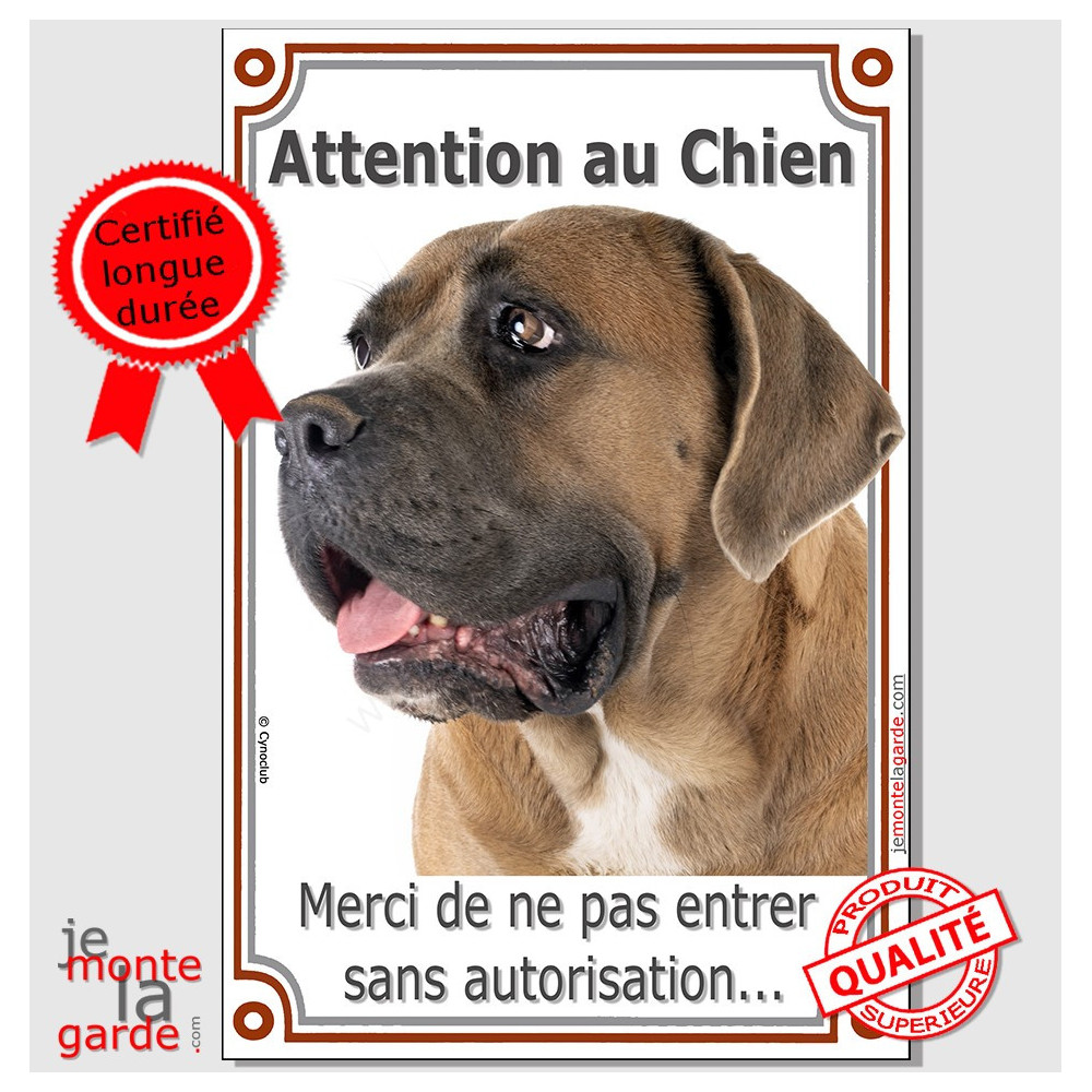 Plaque chien drôle Cane Corso pancarte attention au chien humour panneau  monte la garde aluminium -  France