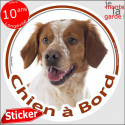 Epagneul Breton, sticker voiture "Chien à Bord" 2 tailles