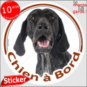 Braque Allemand, sticker voiture rond "Chien à Bord" 2 tailles