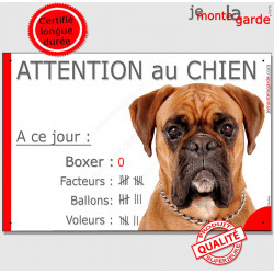 Boxer, plaque humour "Nombre de Voleurs, ballons, facteurs" 24 cm NBR