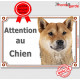 Shiba Inu fauve Tête, plaque portail "Attention au Chien" pancarte panneau orange marron photo