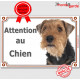 Welsh Terrier tête, plaque portail "Attention au Chien" pancarte panneau affiche photo race