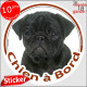 Carlin Noir, sticker autocollant rond "Chien à Bord" Disque adhésif vitre voiture photo